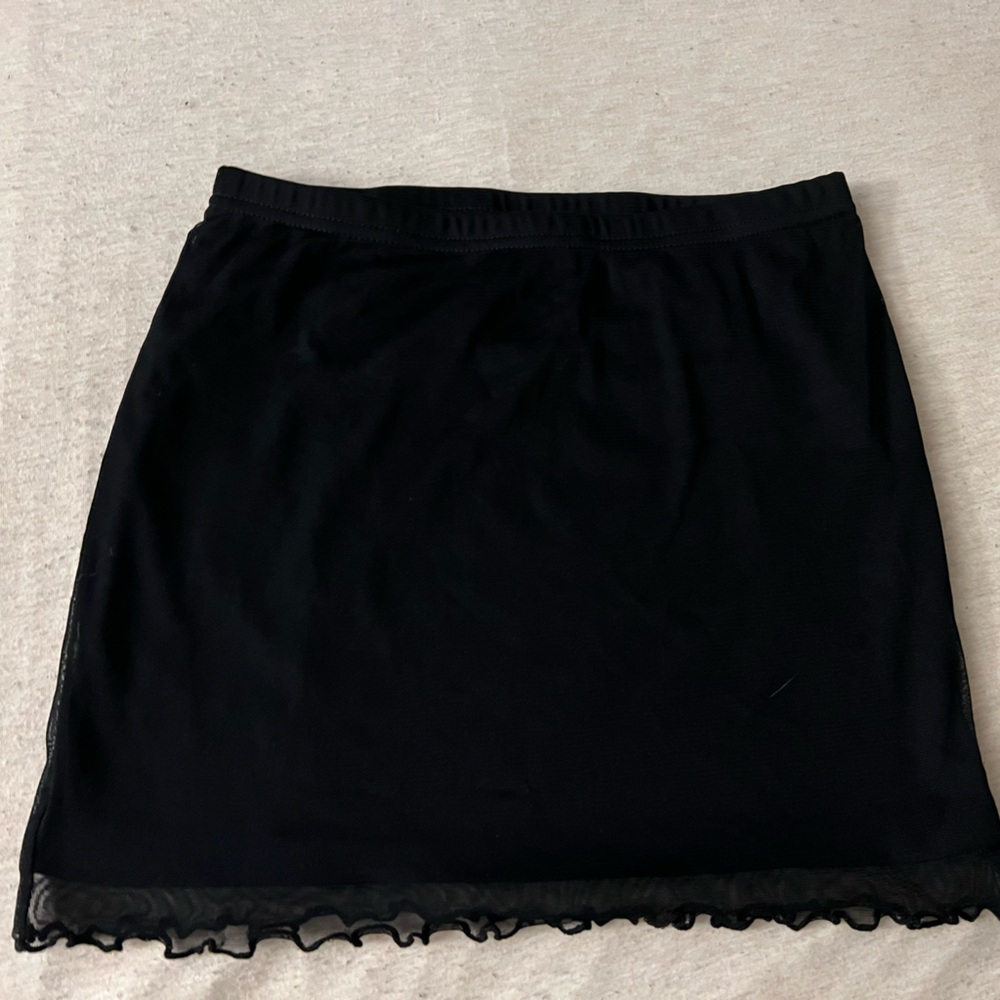 Elegant Black Lace Trim Skirt